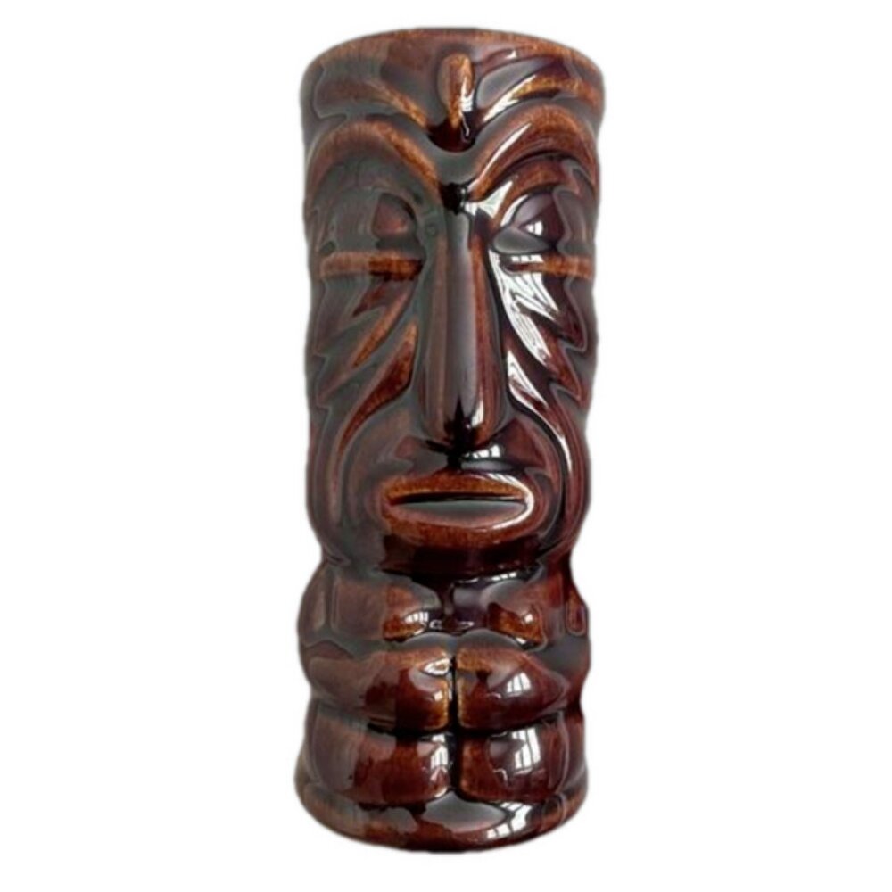 Vintage Brown Glazed Ceramic Cocktail Glass / Vase / Tiki Mug - 6.75" tall